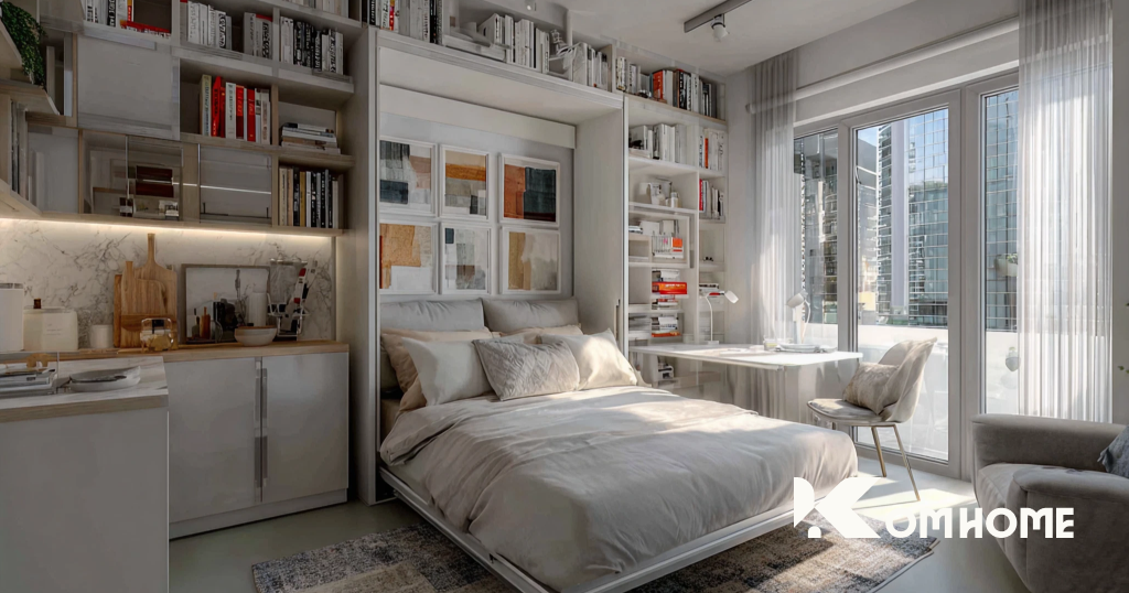 Thiết kế nội thất chung cư - Giải pháp tối ưu hóa không gian sống hiện đại 8 Can ho Studio 25 35m² Thiet ke 5 in 1